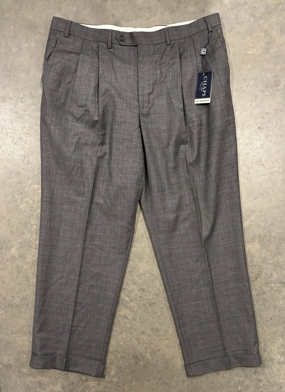 NWT Chaps Wool Dress Pants Mens 40x30 Cuffed Pleated